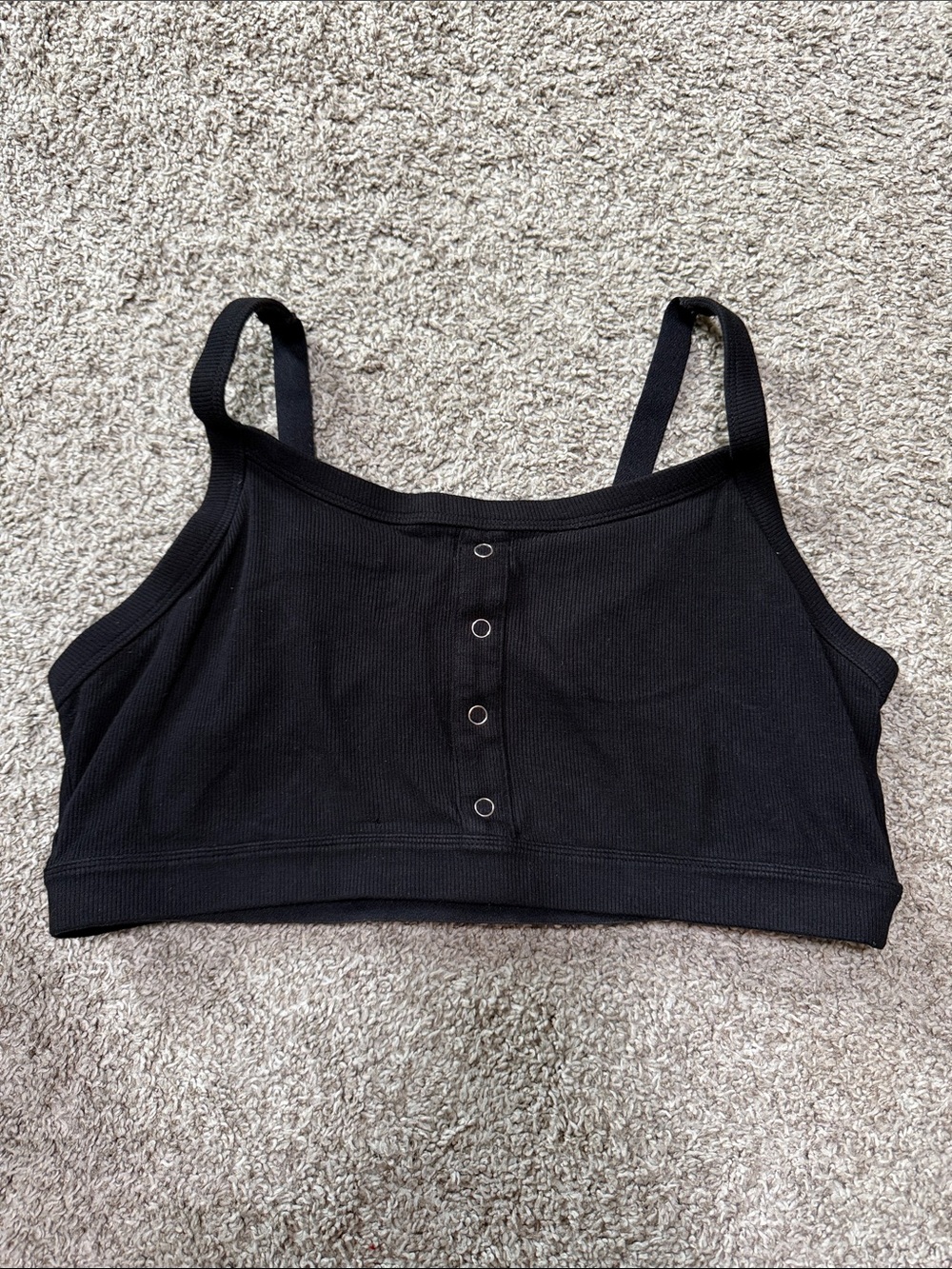 Kindred Bravely Black Ribbed Snap-Front Nursing Bralette